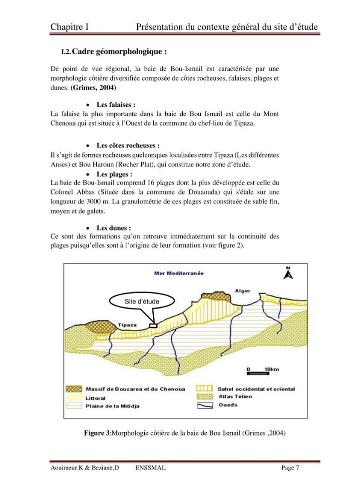 Etude de faisabilité de la protection des rivages du site d\'Ain Tagourait.w.de Tipaza