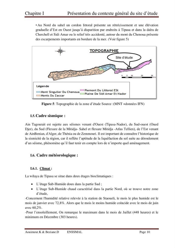 Etude de faisabilité de la protection des rivages du site d\'Ain Tagourait.w.de Tipaza
