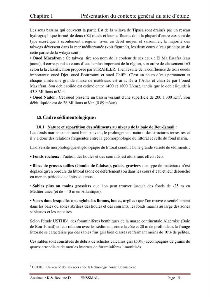 Etude de faisabilité de la protection des rivages du site d\'Ain Tagourait.w.de Tipaza