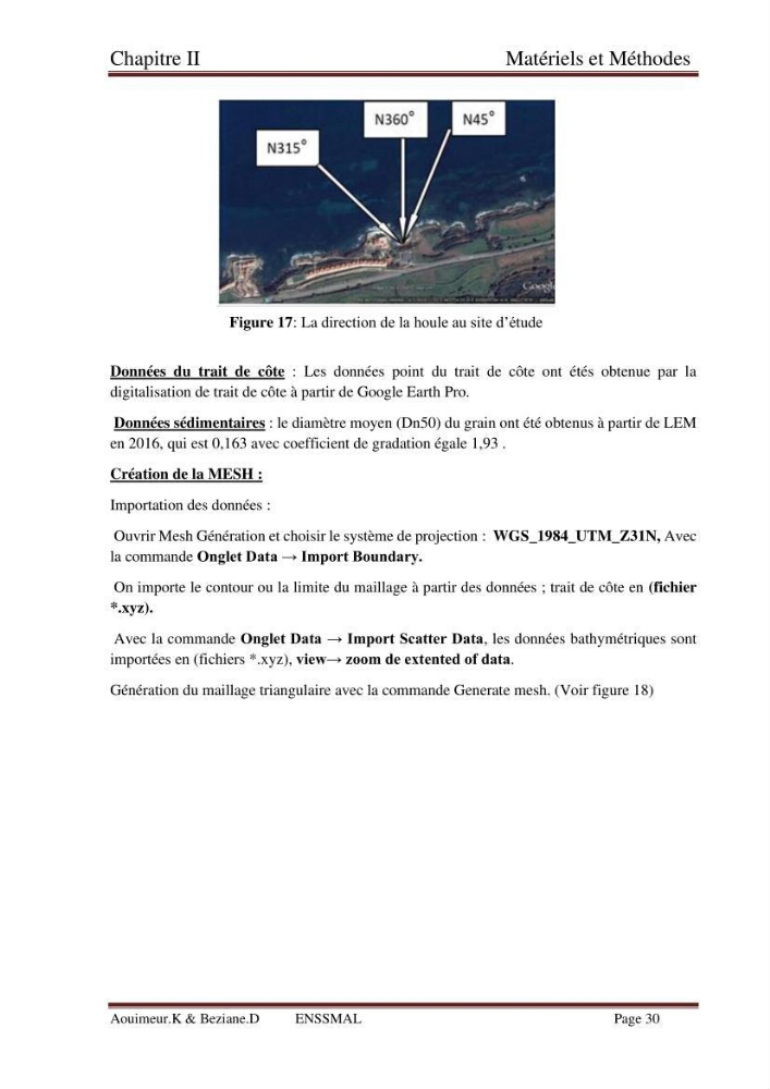 Etude de faisabilité de la protection des rivages du site d\'Ain Tagourait.w.de Tipaza