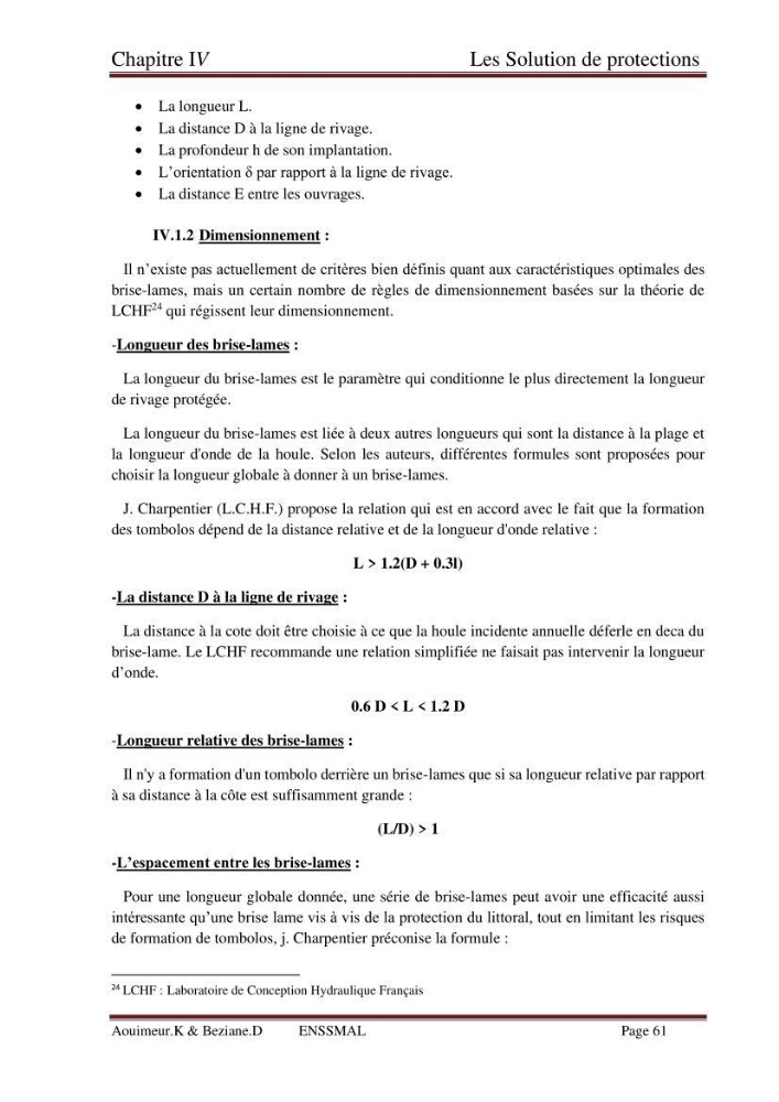 Etude de faisabilité de la protection des rivages du site d\'Ain Tagourait.w.de Tipaza