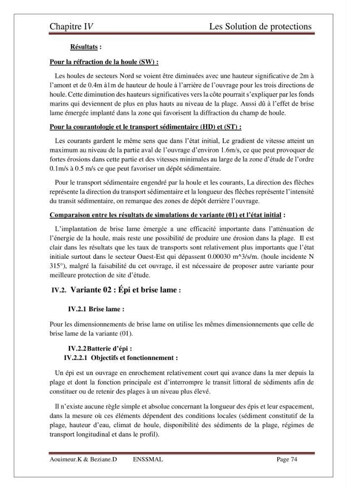 Etude de faisabilité de la protection des rivages du site d\'Ain Tagourait.w.de Tipaza