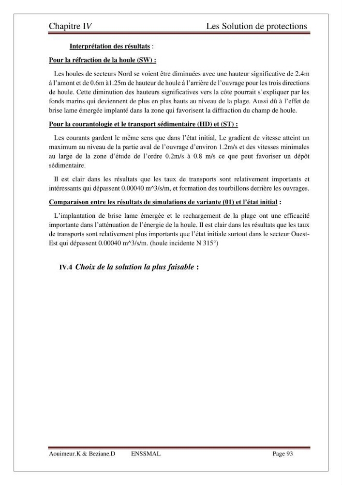 Etude de faisabilité de la protection des rivages du site d\'Ain Tagourait.w.de Tipaza