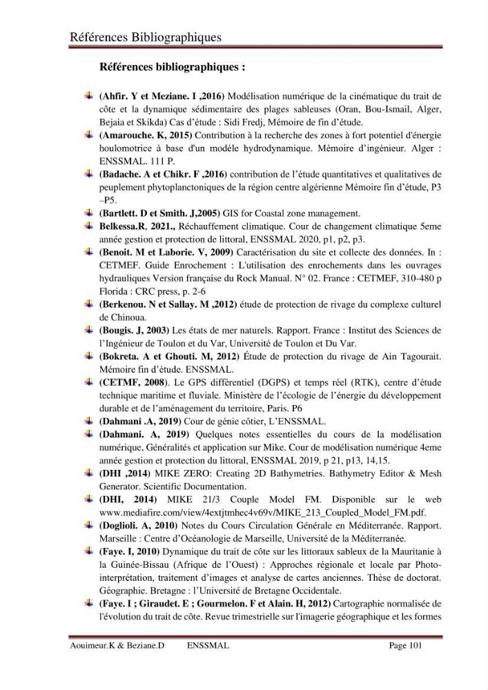 Etude de faisabilité de la protection des rivages du site d\'Ain Tagourait.w.de Tipaza