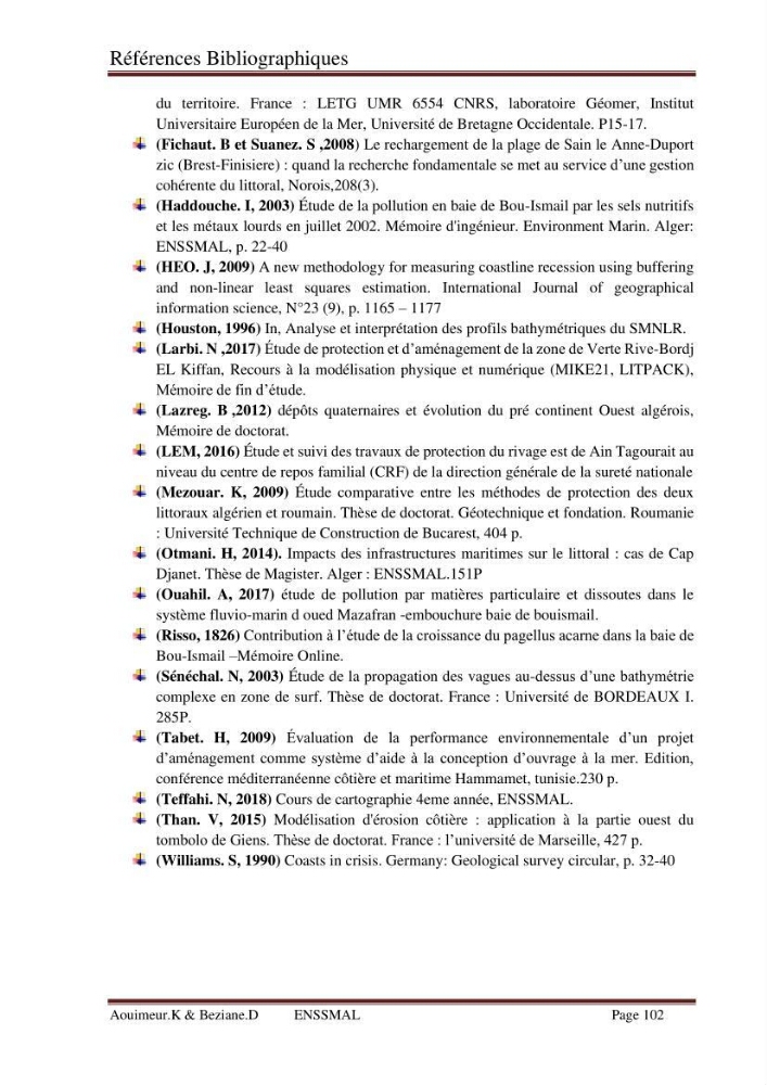 Etude de faisabilité de la protection des rivages du site d\'Ain Tagourait.w.de Tipaza