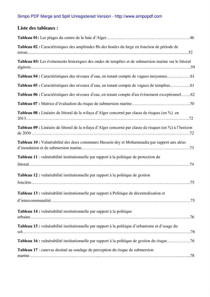 Approche systématique pour la gestion du risque de submersion marine (Hussein dey et El mohammadia):