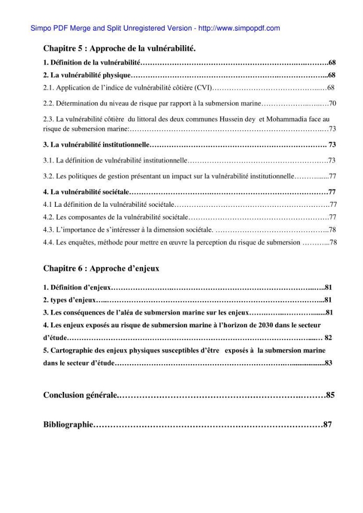 Approche systématique pour la gestion du risque de submersion marine (Hussein dey et El mohammadia):