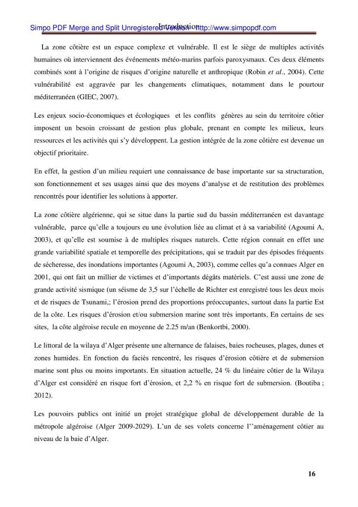 Approche systématique pour la gestion du risque de submersion marine (Hussein dey et El mohammadia):