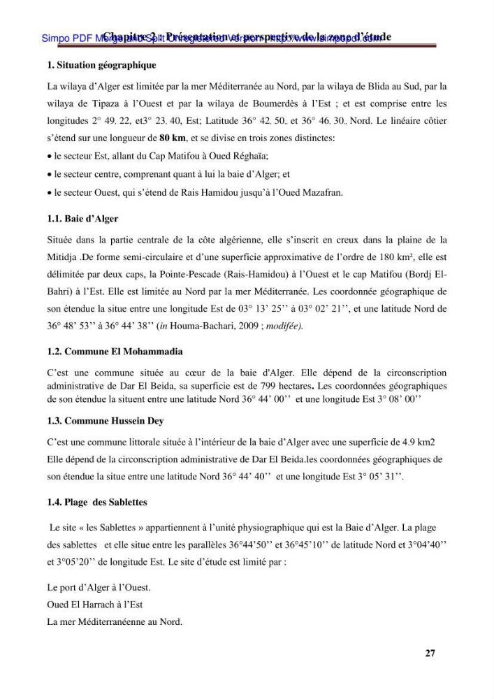 Approche systématique pour la gestion du risque de submersion marine (Hussein dey et El mohammadia):