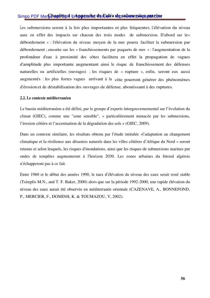 Approche systématique pour la gestion du risque de submersion marine (Hussein dey et El mohammadia):