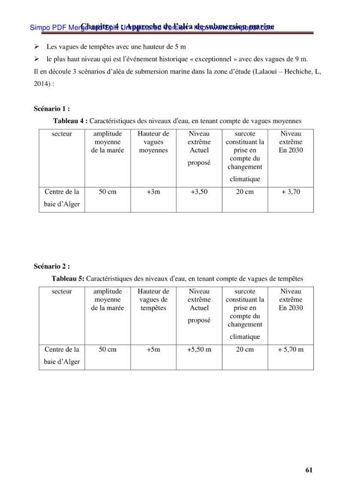 Approche systématique pour la gestion du risque de submersion marine (Hussein dey et El mohammadia):