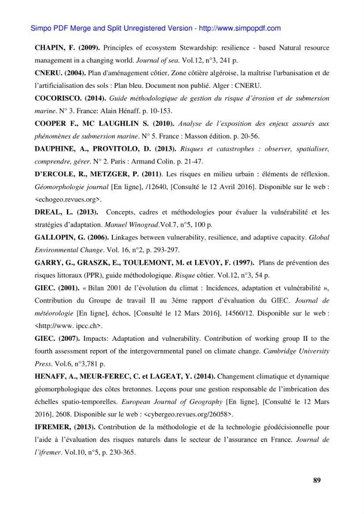 Approche systématique pour la gestion du risque de submersion marine (Hussein dey et El mohammadia):