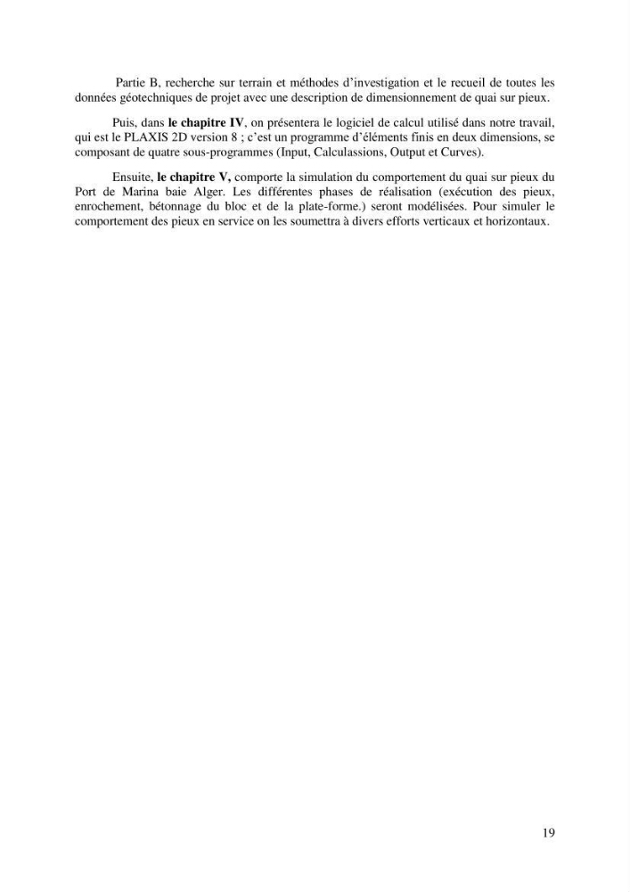 Dimensionnement d\'un quai sur pieux (Cas : Marina baie d’Alger)