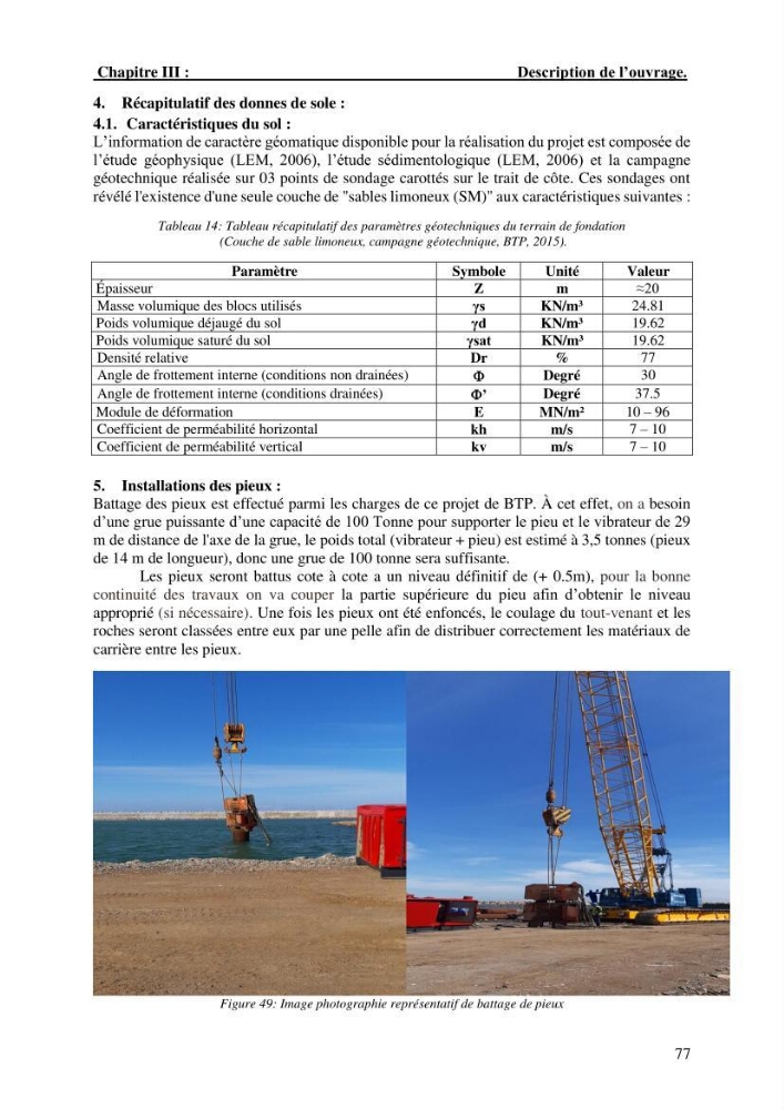 Dimensionnement d\'un quai sur pieux (Cas : Marina baie d’Alger)