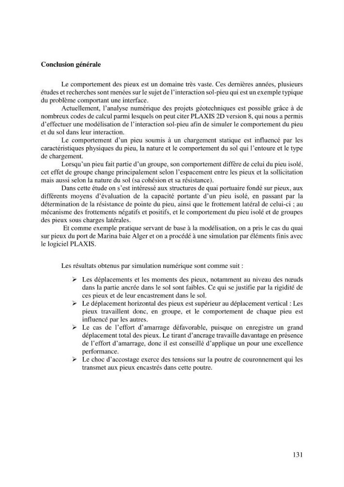 Dimensionnement d\'un quai sur pieux (Cas : Marina baie d’Alger)