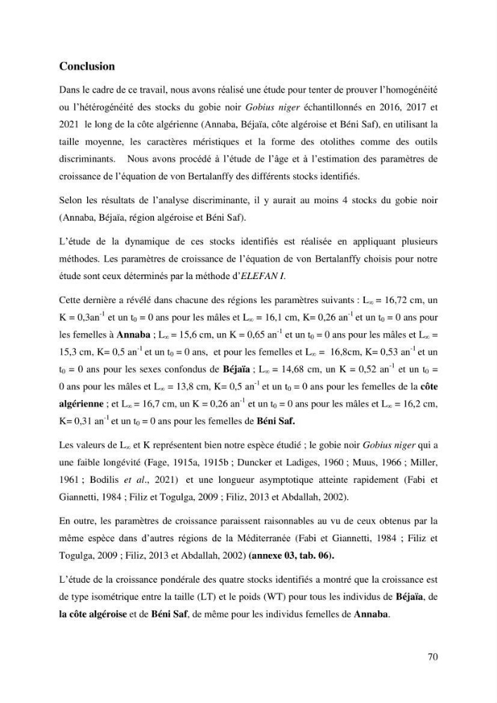 Contribution à l’étude du gobie noir Gobius niger L., 1785 (Actinopterygii, Gobiiformes) de la côte algérienne : dynamique des populations.