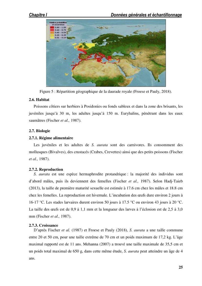 Ecologie, biologie, morphométrie et exploitation de la daurade royale Sparus aurata Linné, 1758 dans la région de SKIKDA.