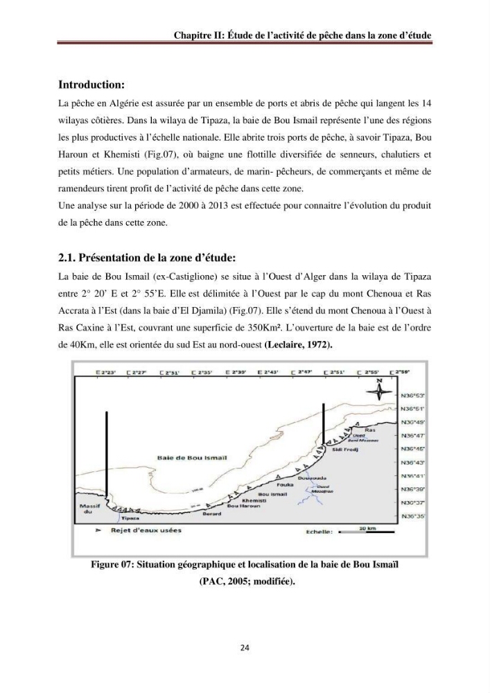 La commercialisation des produits de la pêche dans la baie de Bou Ismail