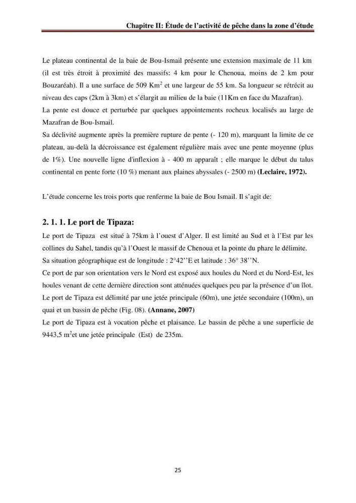La commercialisation des produits de la pêche dans la baie de Bou Ismail