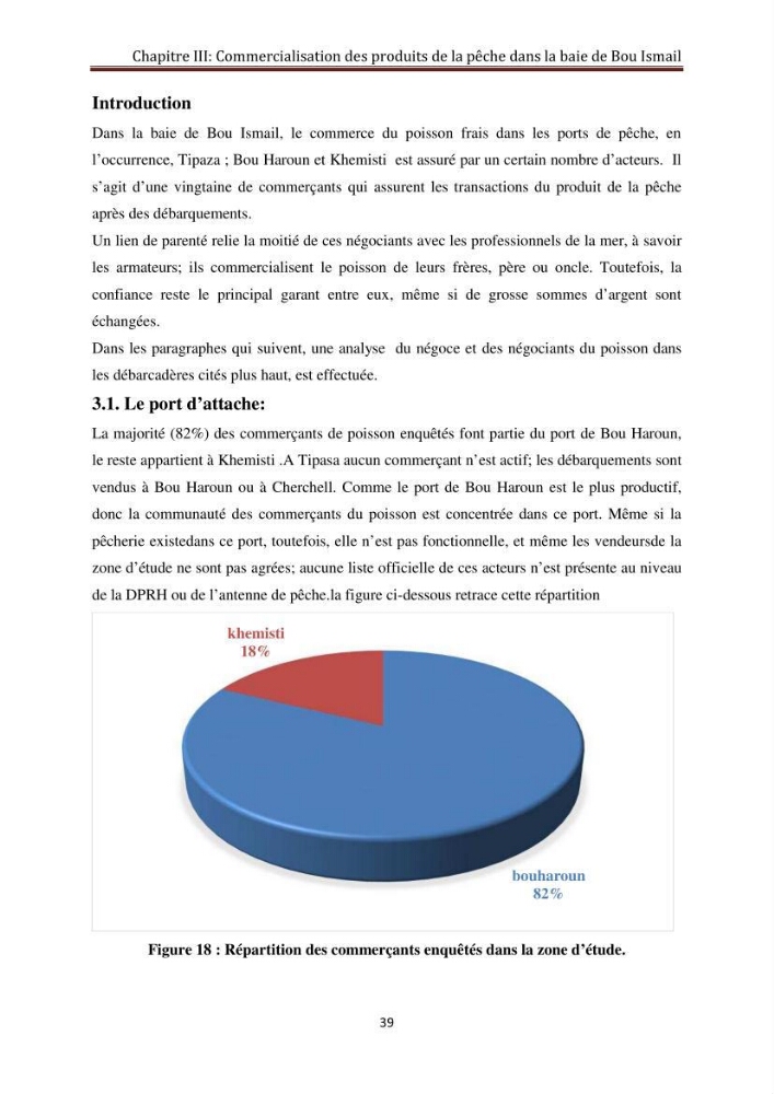La commercialisation des produits de la pêche dans la baie de Bou Ismail