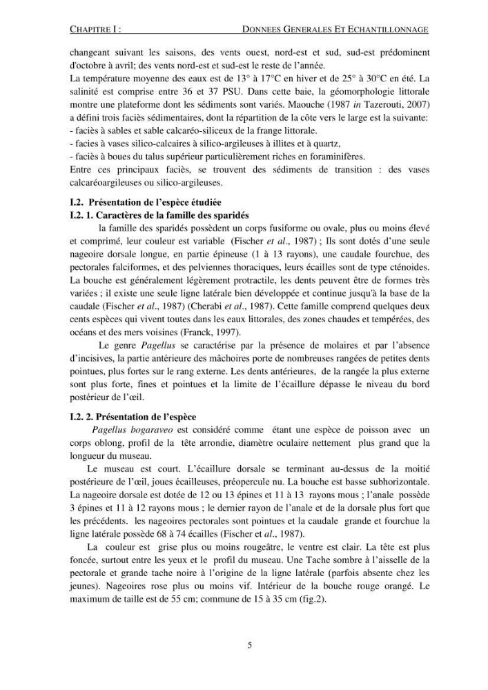 Le gros yeux, Pagellus bogaraveo ( Brûnnich, 1768) de la région centre: les peuplements associés,la croissance et l\'exploitation