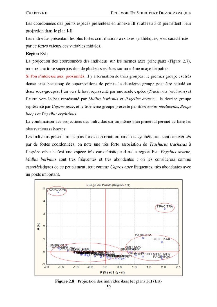 Le gros yeux, Pagellus bogaraveo ( Brûnnich, 1768) de la région centre: les peuplements associés,la croissance et l\'exploitation
