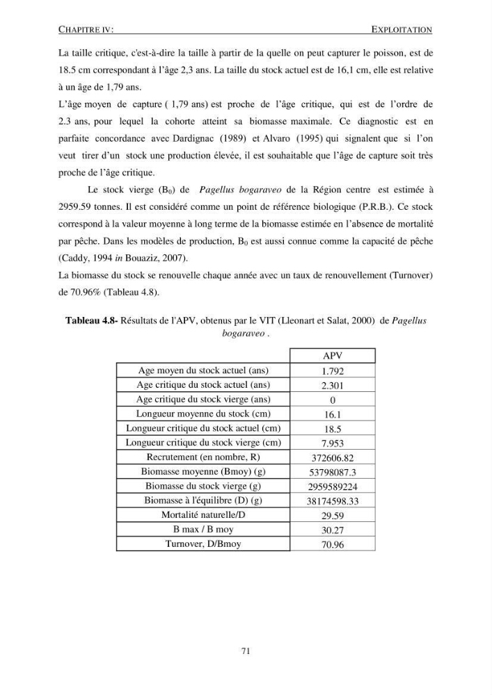 Le gros yeux, Pagellus bogaraveo ( Brûnnich, 1768) de la région centre: les peuplements associés,la croissance et l\'exploitation