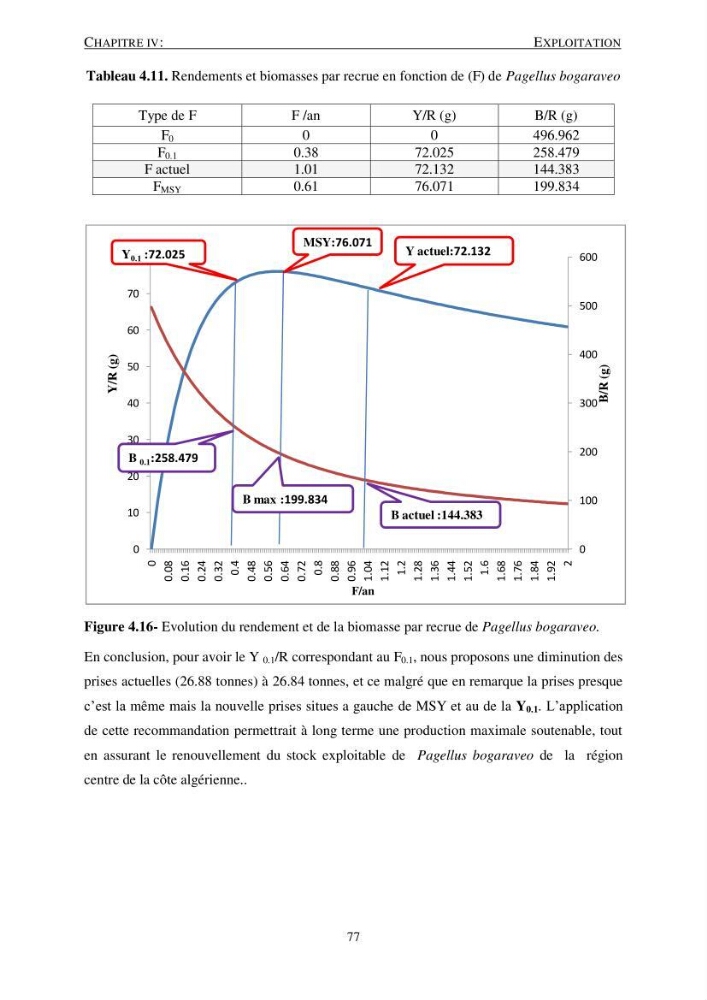 Le gros yeux, Pagellus bogaraveo ( Brûnnich, 1768) de la région centre: les peuplements associés,la croissance et l\'exploitation
