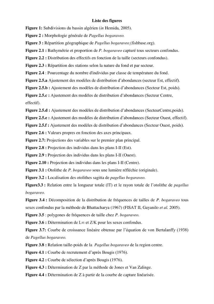Le gros yeux, Pagellus bogaraveo ( Brûnnich, 1768) de la région centre: les peuplements associés,la croissance et l\'exploitation
