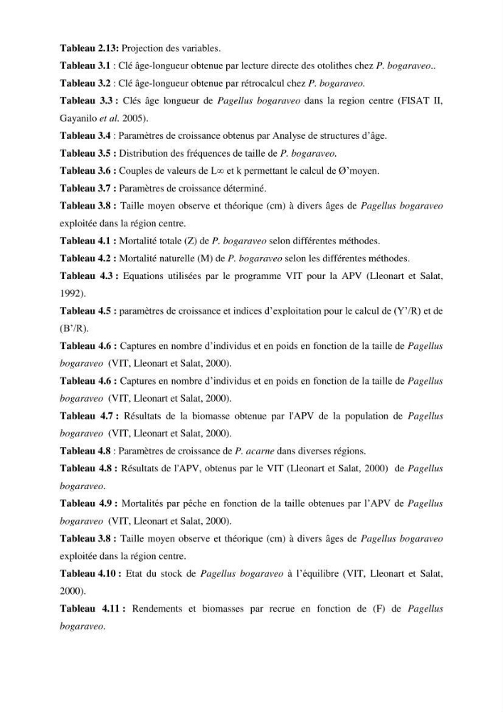 Le gros yeux, Pagellus bogaraveo ( Brûnnich, 1768) de la région centre: les peuplements associés,la croissance et l\'exploitation
