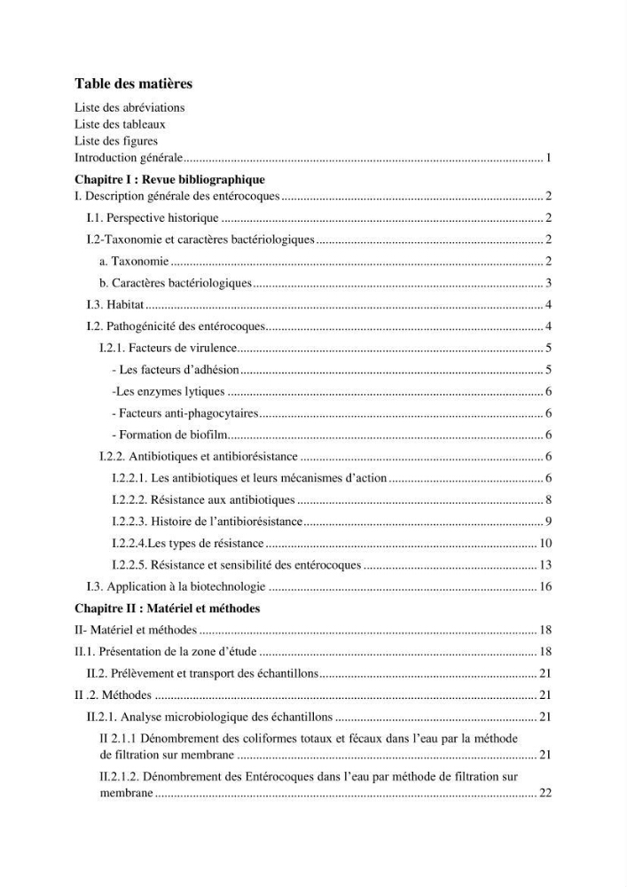 Caractérisation et évaluation de la résistance aux antibiotiques chez les entérocoques sp isolés dans le milieu marin: