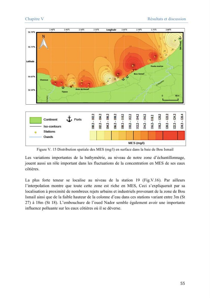 Utilisation des Systèmes d\'Information Géographiques pour le suivi des paramètres indicateurs de pollution dans la baie de Bou-Ismail: