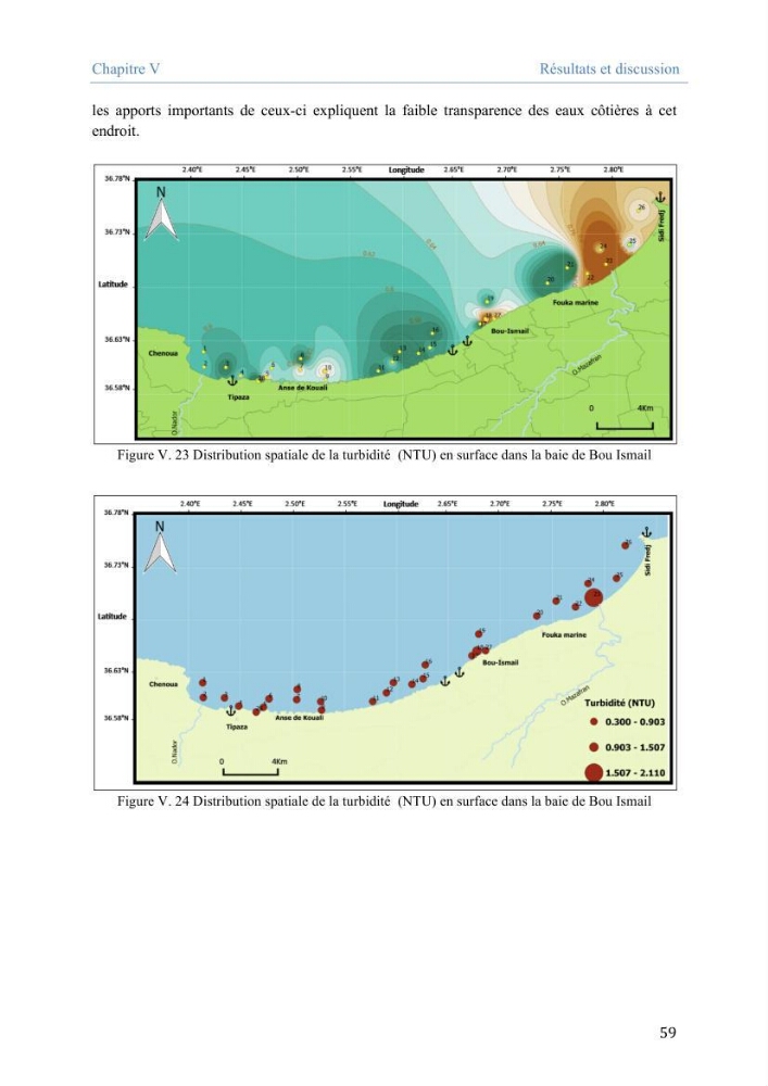 Utilisation des Systèmes d\'Information Géographiques pour le suivi des paramètres indicateurs de pollution dans la baie de Bou-Ismail: