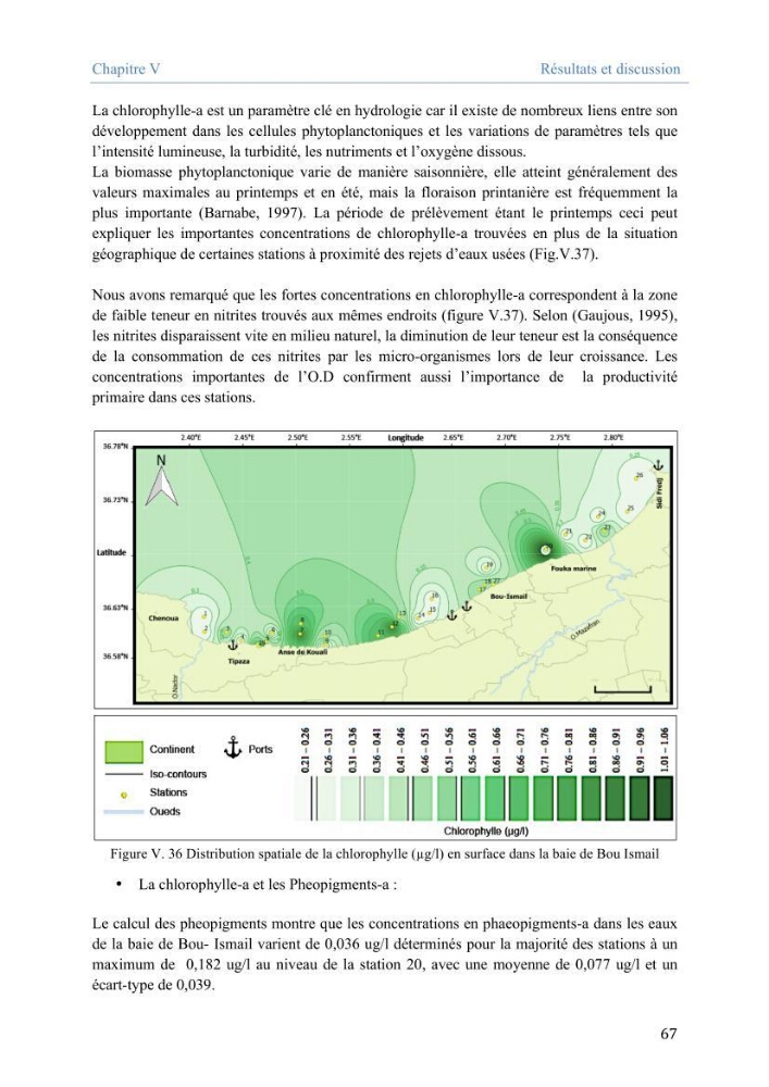 Utilisation des Systèmes d\'Information Géographiques pour le suivi des paramètres indicateurs de pollution dans la baie de Bou-Ismail: