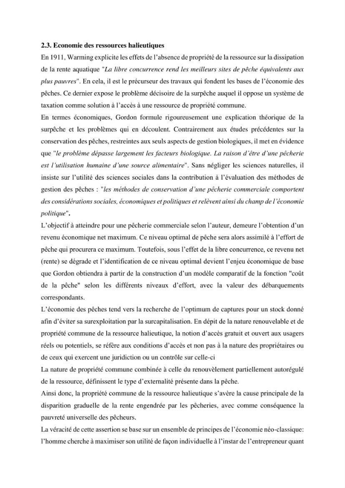 Economie des pêches