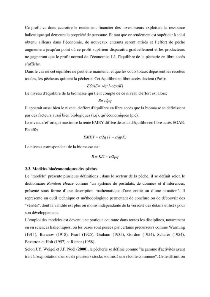 Economie des pêches