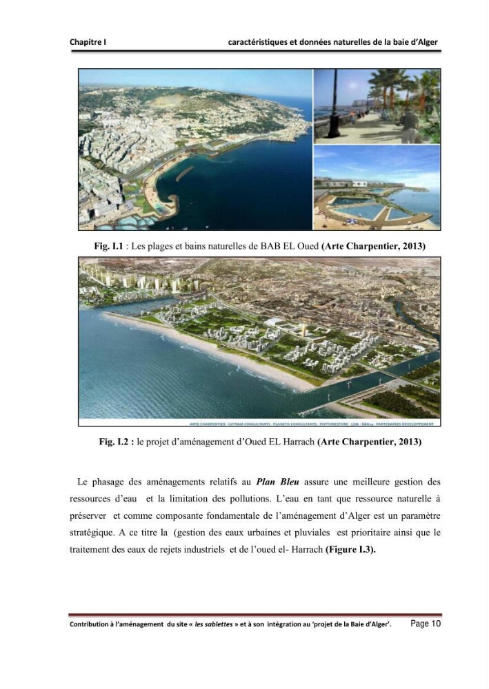 Contribution à l\'aménagement du site \"les sablettes\" et à son intégration dans le projet de la baie d\'Alger