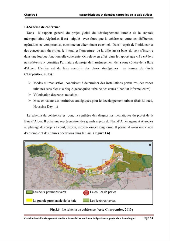 Contribution à l\'aménagement du site \"les sablettes\" et à son intégration dans le projet de la baie d\'Alger