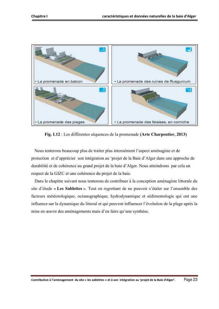Contribution à l\'aménagement du site \"les sablettes\" et à son intégration dans le projet de la baie d\'Alger