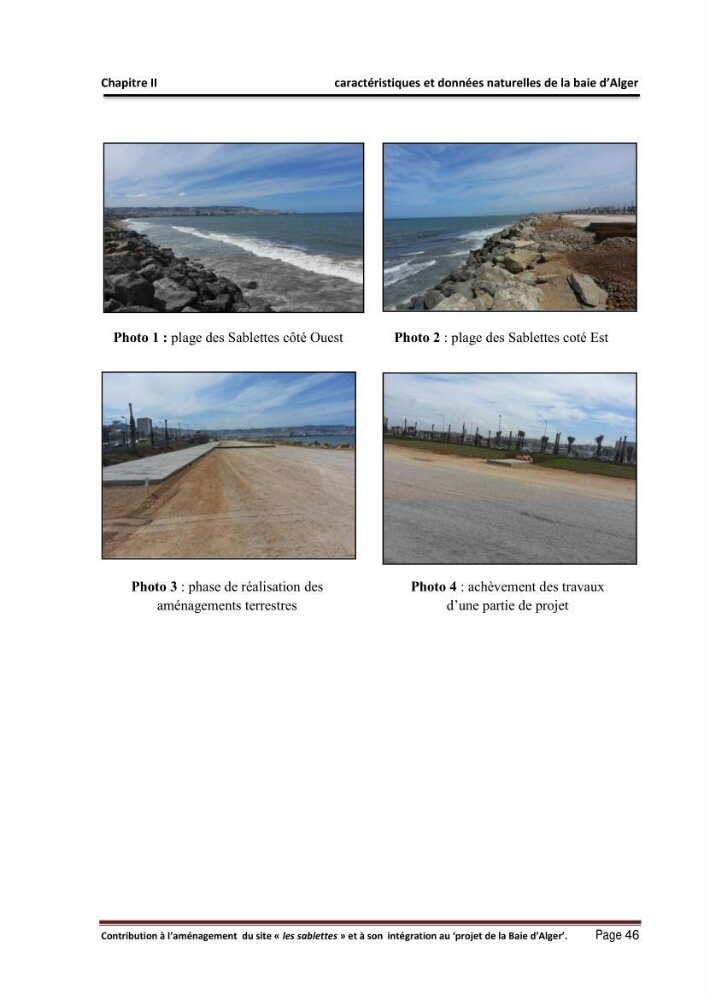 Contribution à l\'aménagement du site \"les sablettes\" et à son intégration dans le projet de la baie d\'Alger