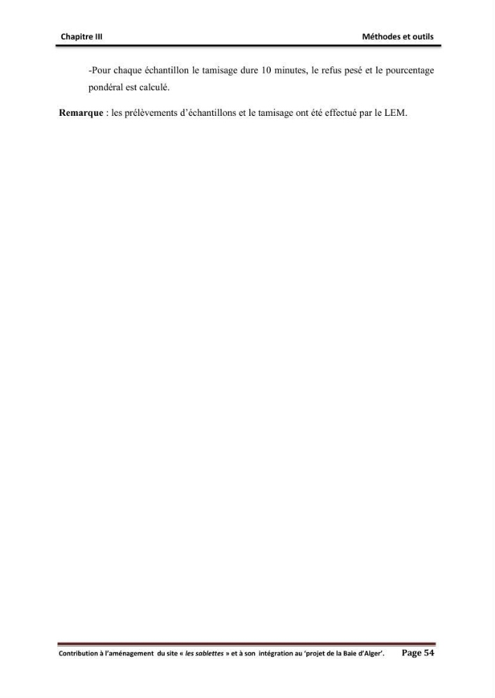 Contribution à l\'aménagement du site \"les sablettes\" et à son intégration dans le projet de la baie d\'Alger