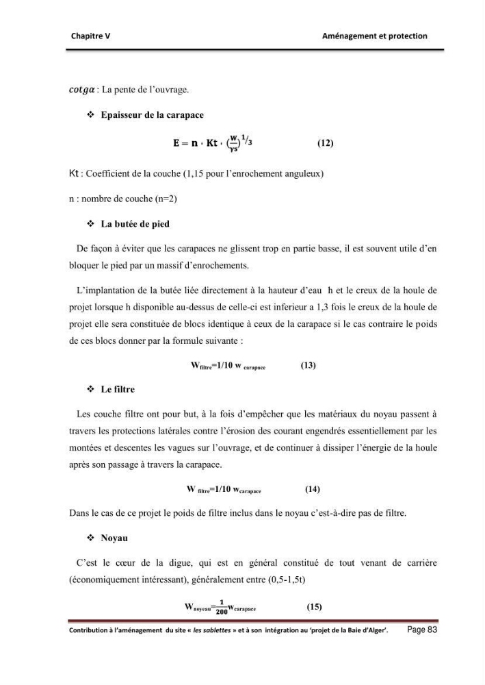 Contribution à l\'aménagement du site \"les sablettes\" et à son intégration dans le projet de la baie d\'Alger