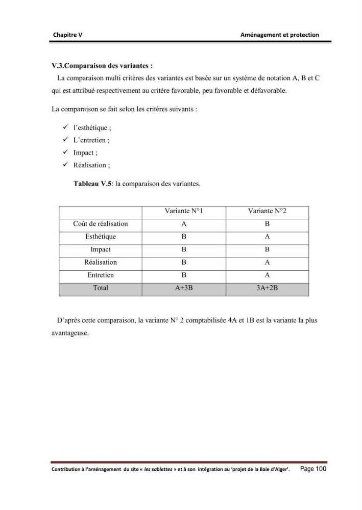 Contribution à l\'aménagement du site \"les sablettes\" et à son intégration dans le projet de la baie d\'Alger