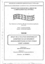 Impact de la pollution industrielle et domestique sur les peuplements macrozoobenthiques du port d'Oran (Ouest Algérien)