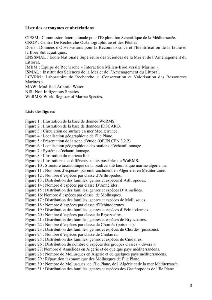 Inventaire et organisation des données et métadonnées de la diversité biologique faunistique marine en Algérie.