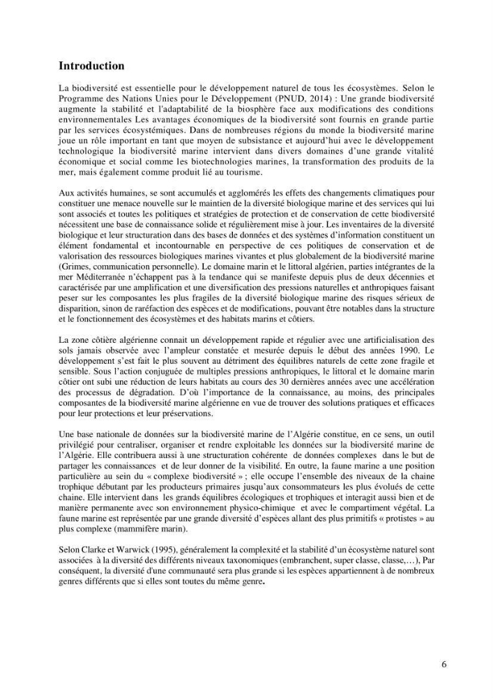 Inventaire et organisation des données et métadonnées de la diversité biologique faunistique marine en Algérie.