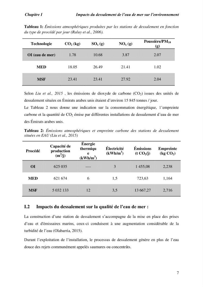 Caractérisation des rejets de saumure des stations de dessalement et leur impact sur le milieu récepteur: