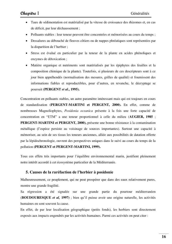 Contribution à l’étude de la pollution chimique et les paramètres vitaux de l’écosystème à Posidonia oceanica dans le front de mer de Bou- Ismail et de la Corne d’or de Tipaza.