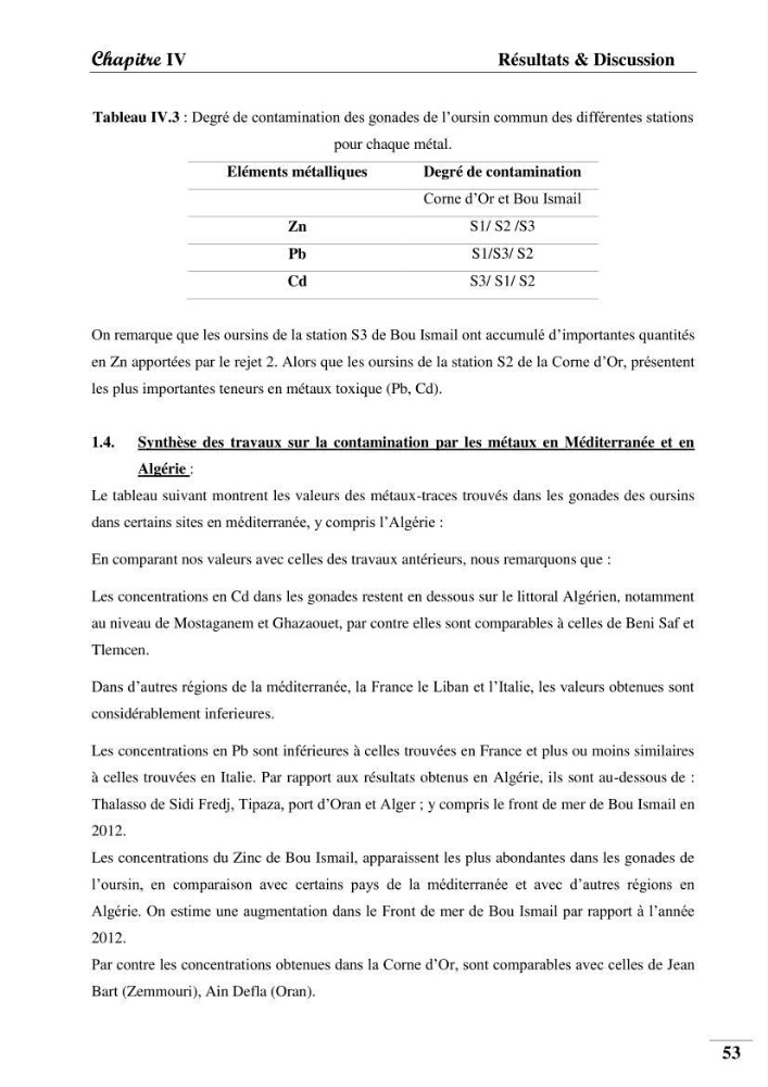 Contribution à l’étude de la pollution chimique et les paramètres vitaux de l’écosystème à Posidonia oceanica dans le front de mer de Bou- Ismail et de la Corne d’or de Tipaza.