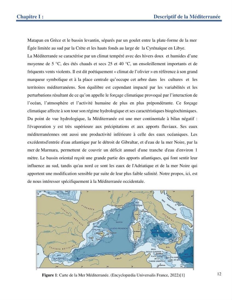 Etude de la circulation marine dans le bassin ouest Algérien